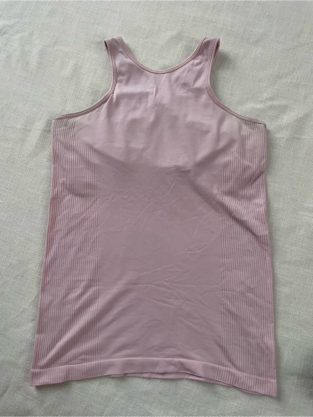 lululemon athletica Light Pink Ribbed Racerback Tank Built in Bra Size 10 No Pad